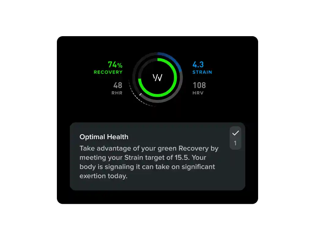The WHOOP Strain coach advises you on how much stress to put on your body throughout the day.