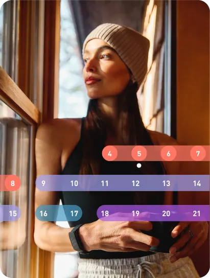 menstrual cycle insights app ui. 