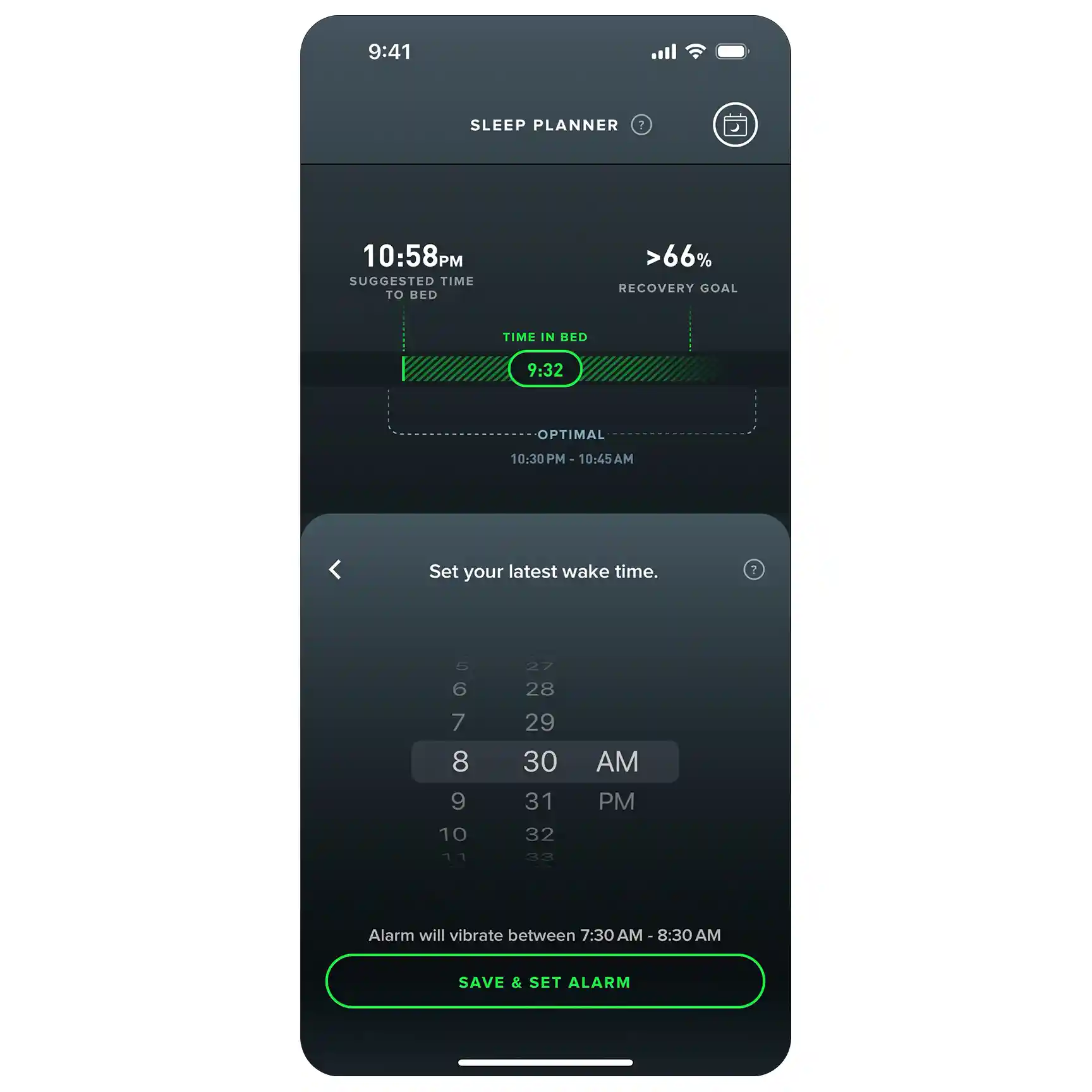 WHOOP Sleep Coach choose sleep goal